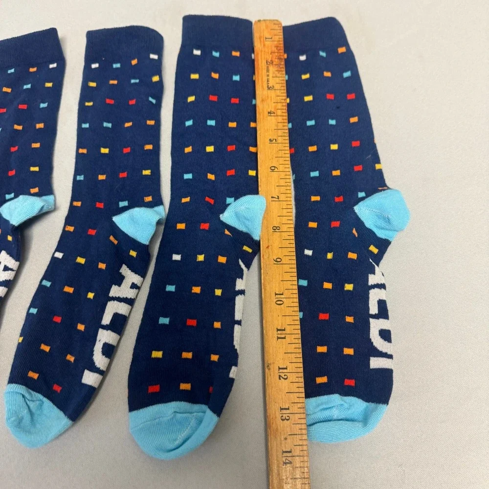 ALDI Gear Socks 2 Pair Womens Small Blue Red Yellow Logo Limited Edition Crew